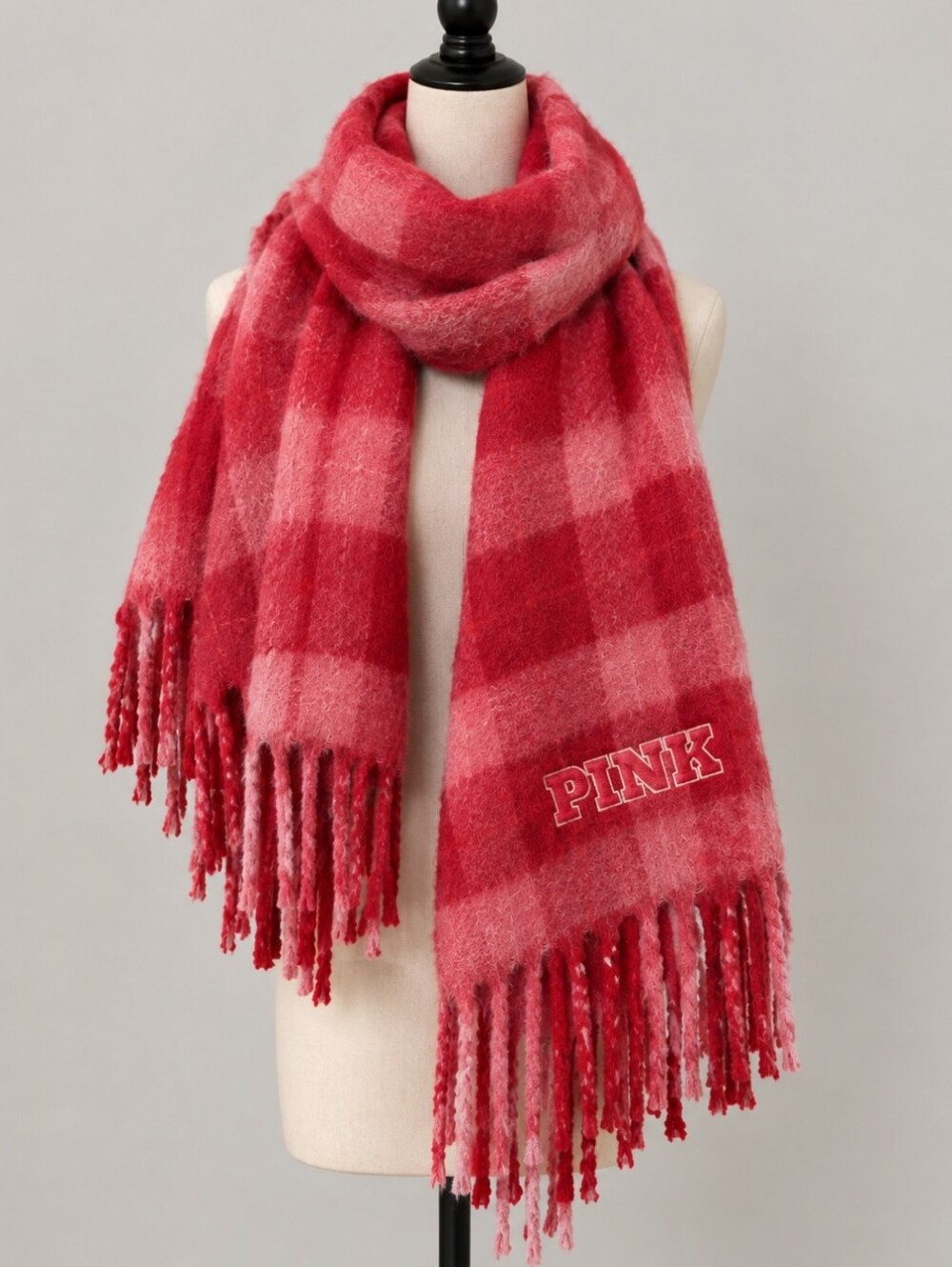 PINK Victoria's Secret Branded Ombre Pink Fringe Scarf
